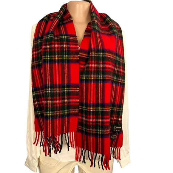 3/$30 🍂 St. Andrew’s Red Tartan Plaid Cashmere Blend Scarf - Picture 1 of 7